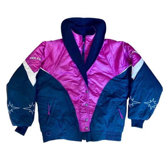 Vintage Polaris Women's Snowmobile Jacket 1990's Size Medium KP2 Pink/Black - Picture 1 of 9